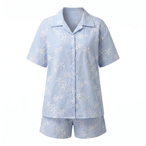 Embroidered Stripe Shorts Set WHD0605160-S-2505135