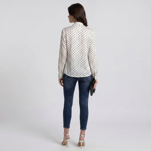Polka Dot Scarf Blouse WHD0605163-S-251016