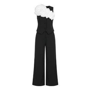 Pleated Flower Wide Leg Set WHD0605167-S-250831