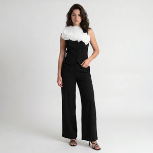 Pleated Flower Wide Leg Set WHD0605167-S-250831