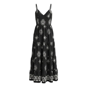 Embroidered Tie-Back Maxi Dress WHD0605171-S-250724