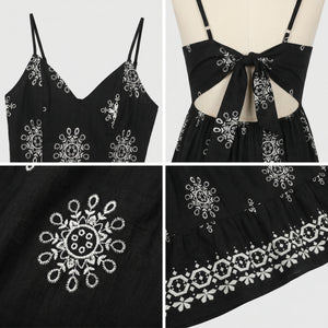 Embroidered Tie-Back Maxi Dress WHD0605171-S-250724