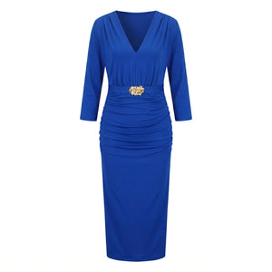 Ruched V-Neck Maxi Dress WHD0605176-S-2510128