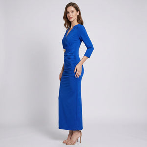 Ruched V-Neck Maxi Dress WHD0605176-S-2510128
