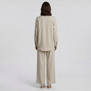 Linen-Look Shirt Pants Set WHD0605180-S-251190
