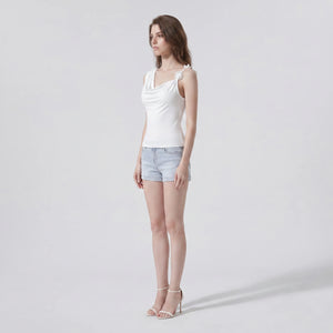 One-Shoulder Floral Applique Top WHD0605186-S-260108