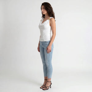 Draped Flower Detail Top WHD0605202-S-2512120