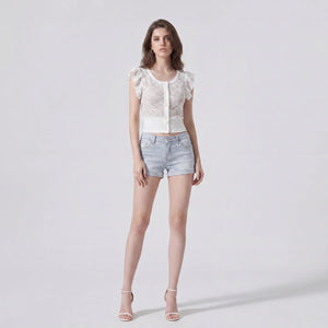 White Lace Button Top WHD0605203-S-240947