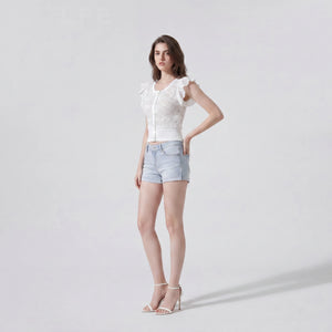 White Lace Button Top WHD0605203-S-240947