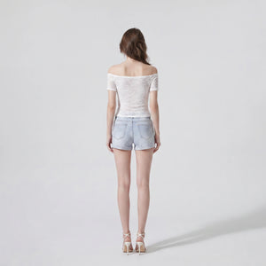 White Lace Off-Shoulder Top WHD0605204-S-260106