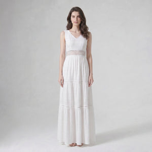 White Lace Cutout Tiered Maxi Dress WHD0605213-WH-30302