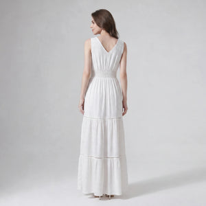 White Lace Cutout Tiered Maxi Dress WHD0605213-WH-30302
