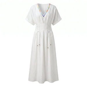 Embroidered V-Neck Maxi Dress WHD0605216-S-250260-1