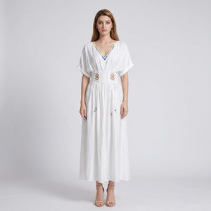 Embroidered V-Neck Maxi Dress WHD0605216-S-250260-1