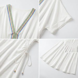 Embroidered V-Neck Maxi Dress WHD0605216-S-250260-1