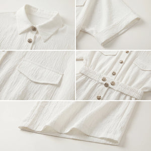 Ivory Button Wide Leg Set WHD0605218-S-250916