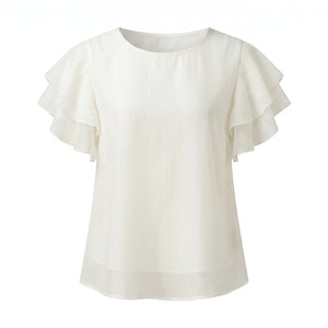 Ivory Flutter Sleeve Blouse WHD0605221-S-2601223