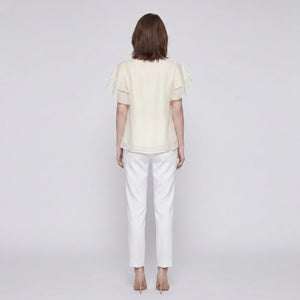 Ivory Flutter Sleeve Blouse WHD0605221-S-2601223