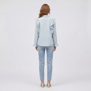 Light Blue Tie-Neck Blouse WHD0605222-S-2601214