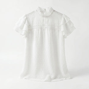 Ivory Swiss Dot Bow Blouse WHD0605224-S-2601234