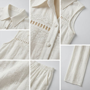 Embroidered Shirt Pants Set WHD0605237-S-251051