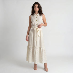 Embroidered Tie Waist Maxi Dress WHD0605238-S-251199