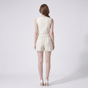 Embroidered Lace Trim Romper WHD0605294-S-2503201
