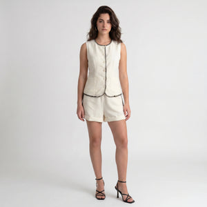 Contrast Stitch Vest Shorts Set WHD0605299-S-250834