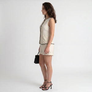 Contrast Stitch Vest Shorts Set WHD0605299-S-250834