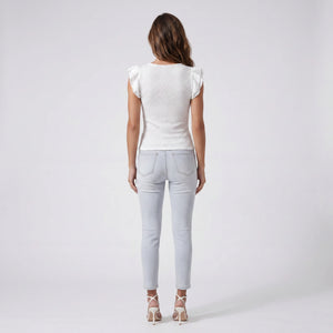 Textured Ruffle Sleeve Top WHD0605300-S-260105