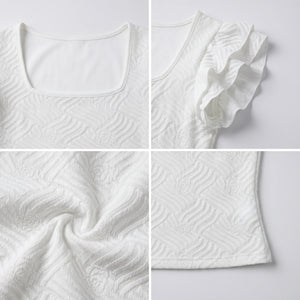 Textured Ruffle Sleeve Top WHD0605300-S-260105