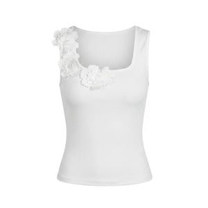 Floral Applique Ribbed Tank WHD0605302-S-260103