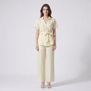 Belted Shirt Pants Set WHD0605304-S-250977