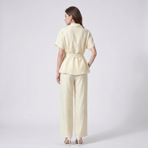 Belted Shirt Pants Set WHD0605304-S-250977