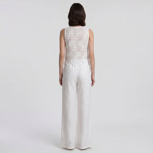 Eyelet Tie Vest Pants Set WHD0605306-S-250681