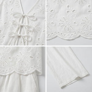 Eyelet Tie Vest Pants Set WHD0605306-S-250681
