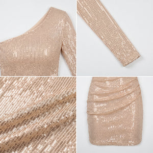 One-Shoulder Sequin Mini Dress WHD0605308-S-2506176