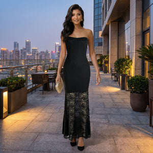 Strapless Lace Maxi Dress WHD0605318-S-251228
