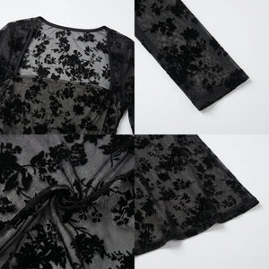 Flocked Floral Mesh Maxi Dress WHD0605319-S-251231