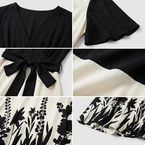Tie-Waist Botanical Midi Dress WHD0605513-LF2550