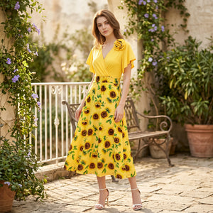 Sunflower Wrap Midi Dress WHD0605514-LF2533