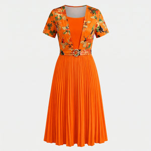 Floral Pleated Midi Dress WHD0605517-LF2532
