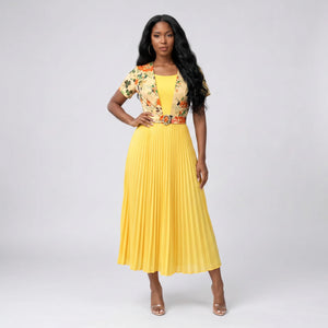 Floral Pleated Midi Dress WHD0605517-LF2532