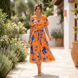 Floral Ruffle Midi Dress WHD0605519-LF2521