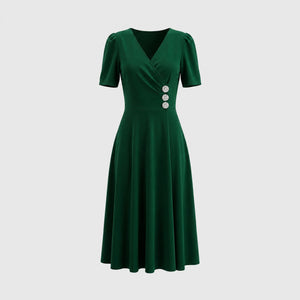 Rhinestone Button Midi Dress WHD0605522-LF2540