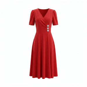 Rhinestone Button Midi Dress WHD0605522-LF2540