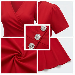 Rhinestone Button Midi Dress WHD0605522-LF2540