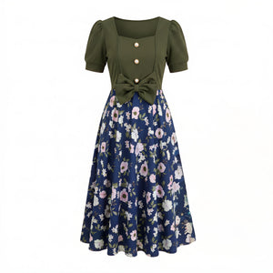 Floral Tie-Waist Midi Dress WHD0605526-LF2510
