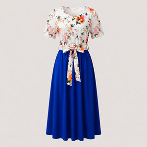 Floral Tie-Waist Midi Dress WHD0605527-LF2526