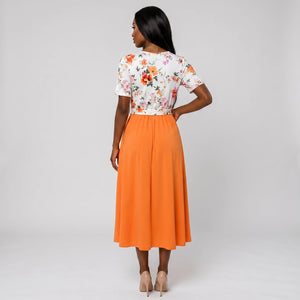 Floral Tie-Waist Midi Dress WHD0605527-LF2526